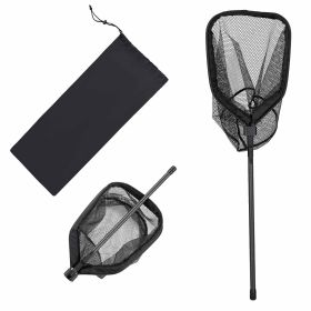 Fishing Net, Foldable Landing Nets with Telescopic Handle, Portable Lightweight Carbon Fiber Long Fish Gear, Nylon Covered PVC, Durable and Fish-frie