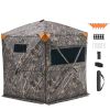 Hunting Blind, 6-7 Person Ground Blinds with Carrying Bag, Portable Camouflage Tent, Reinforced Durable Concealed Shelter with Silent Zipper Door and