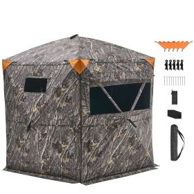 Hunting Blind, 6-7 Person Ground Blinds with Carrying Bag, Portable Camouflage Tent, Reinforced Durable Concealed Shelter with Silent Zipper Door and