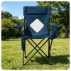 Folding Camping Chair, Heavy-Duty Metal Frame Portable Outdoor Chair with Cup Holder, Insulated Cooler Bag & Side Pocket for Camping Fishing Beach -