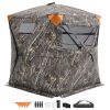 Hunting Blind, 270° See Through Ground Blind, 1-2 Person Pop Up Deer Blind for Hunting with Carrying Bag, Portable Resilient Hunting Tent, One-Way Se