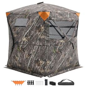 Hunting Blind, 270° See Through Ground Blind, 1-2 Person Pop Up Deer Blind for Hunting with Carrying Bag, Portable Resilient Hunting Tent, One-Way Se
