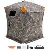 Hunting Blind, 270° Ground Blind, 1-2 Person Pop Up Deer Blind for Hunting with Carrying Bag, Portable Resilient Hunting Tent, 3 Horizontal Windows f