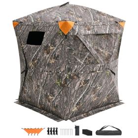 Hunting Blind, 270° Ground Blind, 1-2 Person Pop Up Deer Blind for Hunting with Carrying Bag, Portable Resilient Hunting Tent, 3 Horizontal Windows f
