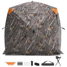 Hunting Blind, 270° See Through Ground Blind, 4-5 Person Pop Up Deer Blind for Hunting with Carrying Bag, Portable Resilient Hunting Tent, One-Way Se