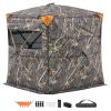 Hunting Blind, 2-3 Person See Through Ground Blinds with Carrying Bag, 360 Degree Portable Camouflage Tent, Durable Concealed Shelter with Silent Sid