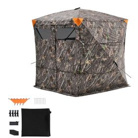 Hunting Blind, 4-5 Person See Through Ground Blinds with Carrying Bag, 270 Degree Portable Camouflage Tent, Durable Concealed Shelter with Silent Mag