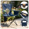 Folding Camping Chair, Heavy-Duty Metal Frame Portable Outdoor Chair with Cup Holder, Insulated Cooler Bag & Side Pocket for Camping Fishing Beach -