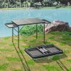 Folding Camping Table, 4.5ft Portable Table with 2 Wing Panels, Height Adjustable Metal Picnic Table