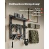 Gun Rack Wall Mount, Heavy Duty Steel, Indoor Rifle Shotgun Rack with J-Hooks, Additional Tray Storage, Gun Accessories Display Storage Holder, Hold