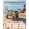 Beach Fishing Cart, 350 lbs Load Capacity, Foldable Fishing Cart with Heavy-Duty Aluminum Alloy Frame, 13-Inch All-Terrain PU Balloon Tires, 6 Rod Ho